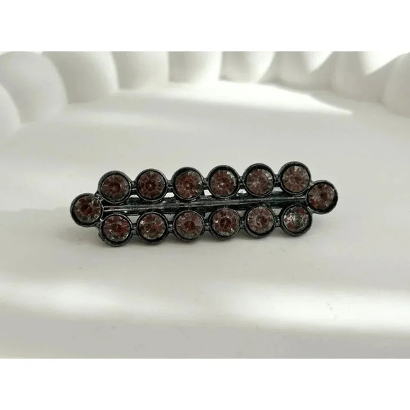 Silver Toned Vintage Rhinestone Classic Elegant Double Row Brooch Pin - Picture 4 of 10